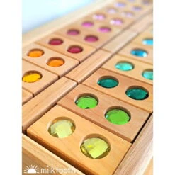 Bauspiel | Colour Street | 45 Blocks With Tray -Simple Play Stories Bauspiel Colour Street Wooden Blocks with Gems 45 Blocks 2