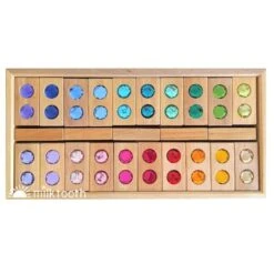 Bauspiel | Colour Street | 45 Blocks With Tray -Simple Play Stories Bauspiel Colour Street Wooden Blocks with Gems 45 Blocks 4