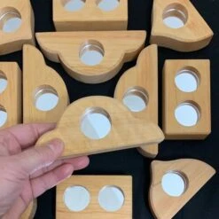 Bauspiel | Mirror Blocks | 12 Blocks -Simple Play Stories Bauspiel Mirror Wooden Building Blocks 2