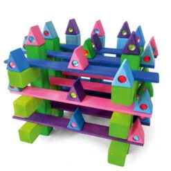 Bauspiel | Triangles | 100 Blocks With Tray -Simple Play Stories Bauspiel Triangles Wooden Building Blocks 3