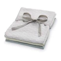 Cam Cam | Organic Muslin 3 Pack | Grey Wave Petroleum Mint