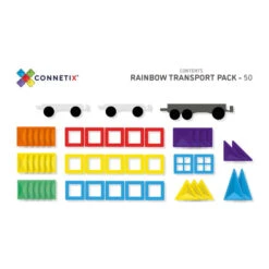 Connetix Tiles | 50 Piece Rainbow Transport Pack -Simple Play Stories Connetix Tiles 50 Piece Rainbow Transport Pack contents