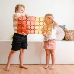 Connetix Tiles | 2 Piece Pastel Base Plates | Lemon & Peach -Simple Play Stories Connetix Tiles Pastel Base Plates Lemon Peach 2