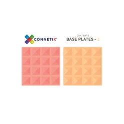 Connetix Tiles | 2 Piece Pastel Base Plates | Lemon & Peach -Simple Play Stories Connetix Tiles Pastel Base Plates Lemon Peach pack contents