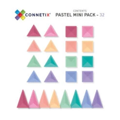 Connetix Tiles | 32 Piece Pastel Mini Pack -Simple Play Stories Connetix Tiles Pastel Mini Pack 32 Pieces pack contents