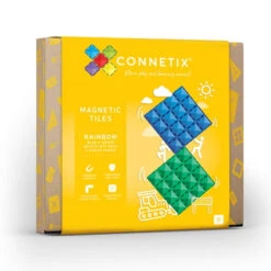 Connetix Tiles | 2 Piece Rainbow Base Plates | Blue & Green