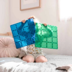 Connetix Tiles | 2 Piece Rainbow Base Plates | Blue & Green -Simple Play Stories Connetix Tiles Rainbow Base Plates Blue Green 8