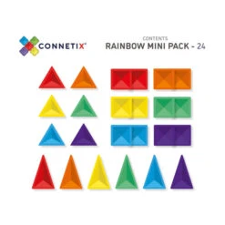 Connetix Tiles | 24 Piece Rainbow Mini Pack -Simple Play Stories Connetix Tiles Rainbow Mini Pack 24 Pieces pack contents