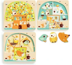 Djeco | Three-Layer Wooden Puzzle | Tree House Chez-Nut