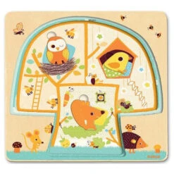 Djeco | Three-Layer Wooden Puzzle | Tree House Chez-Nut -Simple Play Stories Djeco three layer wooden treehouse puzzle 4