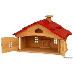 Drewart | Witch's House Red Roof | Wooden Doll House -Simple Play Stories Drewart Witchs House Red Roof