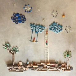 Grapat | Mandala | Blue Raindrops 36 Pieces -Simple Play Stories Grapat Wooden Toys Mandala Pieces Rings 7a32f3d6 ded0 4d2f abce b3cca3461696