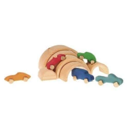 Grimm's | Medium Rainbow Natural -Simple Play Stories Grimm s Natural Rainbow Wooden Stacking Toy Medium Milk Tooth 4