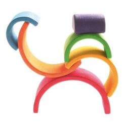 Grimm's | Medium Rainbow -Simple Play Stories Grimm s Rainbow Wooden Stacking Toy Medium Milk Tooth 3