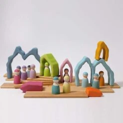 Grimm's | Coral Arch Stacker | Blue Cave -Simple Play Stories Grimms Coral Arch Stacker Wooden Toy 2
