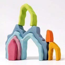 Grimm's | Coral Arch Stacker | Blue Cave -Simple Play Stories Grimms Coral Arch Stacker Wooden Toy 3