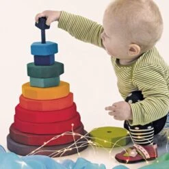Grimm's | Giant Geometrical Stacking Tower -Simple Play Stories Grimms Giant Geometrical Stacking Tower 6