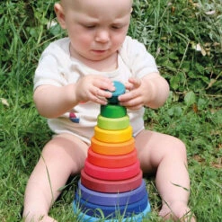 Grimm's | Conical Stacking Tower | Large Rainbow -Simple Play Stories Grimms Large Conical Tower Rainbow 5