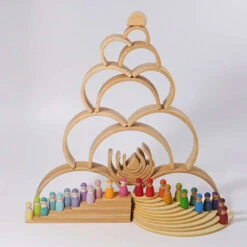 Grimm's | Large Rainbow Natural -Simple Play Stories Grimms Large Rainbow Natural Semi Circles Building Boards