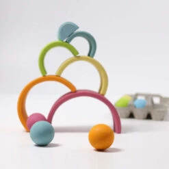 Grimm's | Medium Rainbow Pastel -Simple Play Stories Grimms Medium Rainbow Pastel 6 Pastel Balls