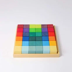 Grimm's | Square Mosaic | Rainbow 36 Blocks -Simple Play Stories Grimms Square Mosaic Rainbow 36 Pieces 4