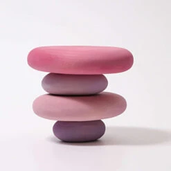 Grimm's | Pebbles Flamingo -Simple Play Stories Grimms Stacking Pebbles Flamingo pink purple 3