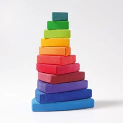 Grimm's | Triangular Stacking Tower | Large Rainbow -Simple Play Stories Grimms Triangular Stacking Tower Large Rainbow 2