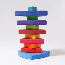 Grimm's | Triangular Stacking Tower | Large Rainbow -Simple Play Stories Grimms Triangular Stacking Tower Large Rainbow 4