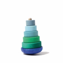Grimm's | Wobbly Stacking Tower | Blue