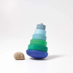 Grimm's | Wobbly Stacking Tower | Blue -Simple Play Stories Grimms Wobbly Stacking Tower Blue 4