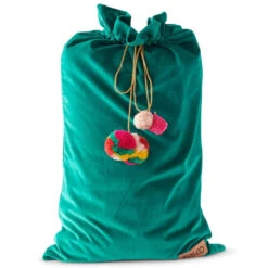 Kip And Co | Velvet Santa Sack | Jade Green