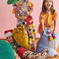 Kip And Co | Velvet Santa Sack | Seaspray -Simple Play Stories Kip Co Velvet Santa Sack Jade Green Mustard Seaspray Christmas Party Stocking Harlequin 2 e2f80bd0 8980 4746 a3f4 3a01100eff5e