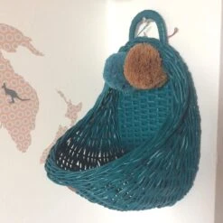 Lilu | Wicker Wall Basket | Turquoise -Simple Play Stories Lilu Wicker Wall Basket Turquoise Blue 2