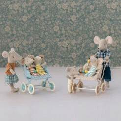 Maileg | Mouse Tricycle Big Sister With Bag Rose -Simple Play Stories Maileg Stroller Baby Mice Mint Rose