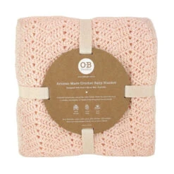 O.B. Designs | Hand Crocheted Baby Blanket | Peach -Simple Play Stories OB Designs Crochet Baby Blanket Peach 3