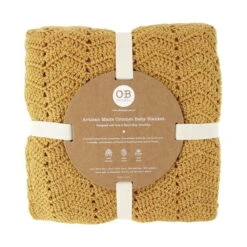O.B. Designs | Hand Crocheted Baby Blanket | Turmeric -Simple Play Stories OB Designs Crochet Baby Blanket Turmeric 3
