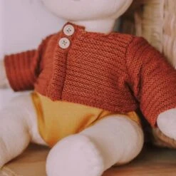 Olli Ella | Dinkum Doll Cardigan | Chestnut -Simple Play Stories Olli Ella Dinkum Doll Cardigan Chestnut 2
