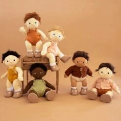 Olli Ella | Dinkum Doll Cardigan | Chestnut -Simple Play Stories Olli Ella Dinkum Doll Rompers Cardigans Clothing