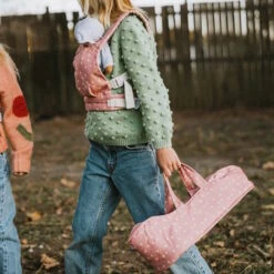 Olli Ella | Dinkum Doll Carrier Polka Dot -Simple Play Stories Olli Ella Doll Carrier Carry Cot Polka Dot 3