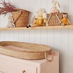 Olli Ella | Luxe Organic Cotton Liner | Rose -Simple Play Stories Olli Ella Luxe Insert Organic Cotton Liner for Baby Change Basket Rose 2