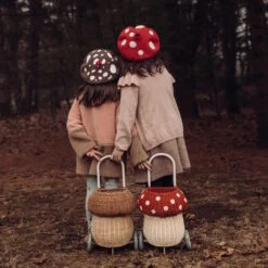 Olli Ella | Rattan Mushroom Luggy Basket Red -Simple Play Stories Olli Ella Rattan Mushroom Luggy Red Natural