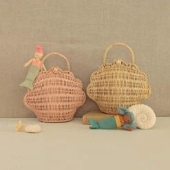 Olli Ella | Shell Bag | Straw -Simple Play Stories Olli Ella Shell Bag Straw Rose