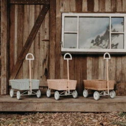 Olli Ella | Rattan Wonder Wagon | Rose -Simple Play Stories Olli Ella Wonder Wagon Vintage Blue Rose Natural