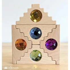 Papoose | Dutch Step Gables | 16 Gem Blocks In Tray -Simple Play Stories Papoose Dutch Step Gables 16 Blocks 13