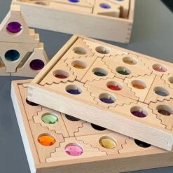 Papoose | Dutch Step Gables | 16 Gem Blocks In Tray -Simple Play Stories Papoose Dutch Step Gables Blocks 1