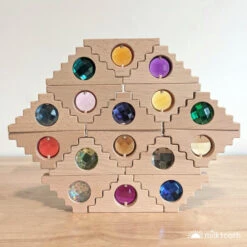 Papoose | Dutch Step Gables | 8 Cool Gem Blocks & 8 Warm Windows In Tray -Simple Play Stories Papoose Dutch Step Gables Mix Cool Blocks Warm Windows 5