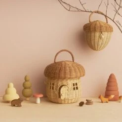 Olli Ella | Rattan Acorn Basket -Simple Play Stories olli ella mushroom basket bag 4 cfb28636 ff45 4441 a41b 0525175133ae