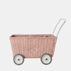 Olli Ella | Strolley | Rose Pink -Simple Play Stories olli ella rose strolley wicker rattan dolls pram toy 6