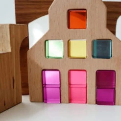 Papoose | Dutch Wood Houses 3 Pieces -Simple Play Stories playdaysinperth for Milk Tooth Papoose Bright Lucite Cubes 5